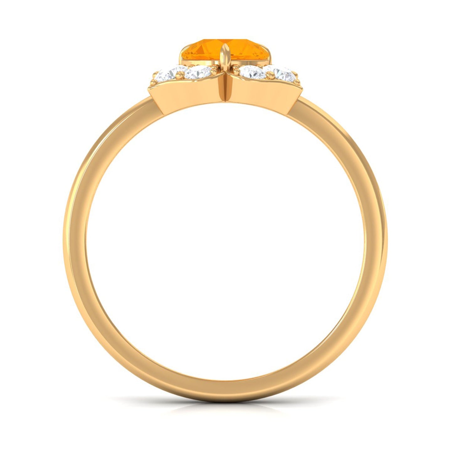 Round Fire Opal Flower Engagement Ring with Diamond