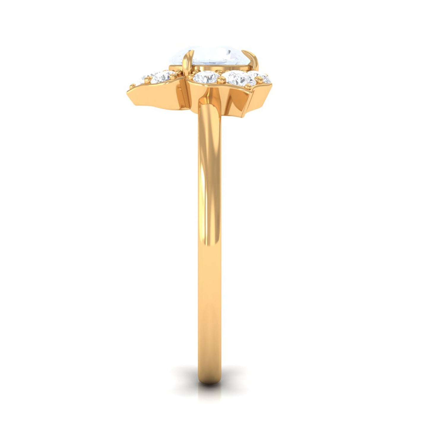 0.3 Carat Moonstone and Diamond Floral Engagement Ring