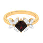 Natural 1.4 Carat Garnet Princess Cut Engagement Ring with Diamond Flower