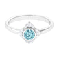 Bezel Set Aquamarine and Diamond Flower Engagement Ring with Certificate
