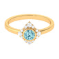 Bezel Set Aquamarine and Diamond Flower Engagement Ring with Certificate
