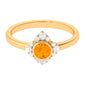 Bezel Set Orange Fire Opal Flower Engagement Ring with Diamond