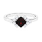 Real 1.4 Carat Garnet Princess Cut Engagement Ring with Diamond