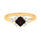 Real 1.4 Carat Garnet Princess Cut Engagement Ring with Diamond