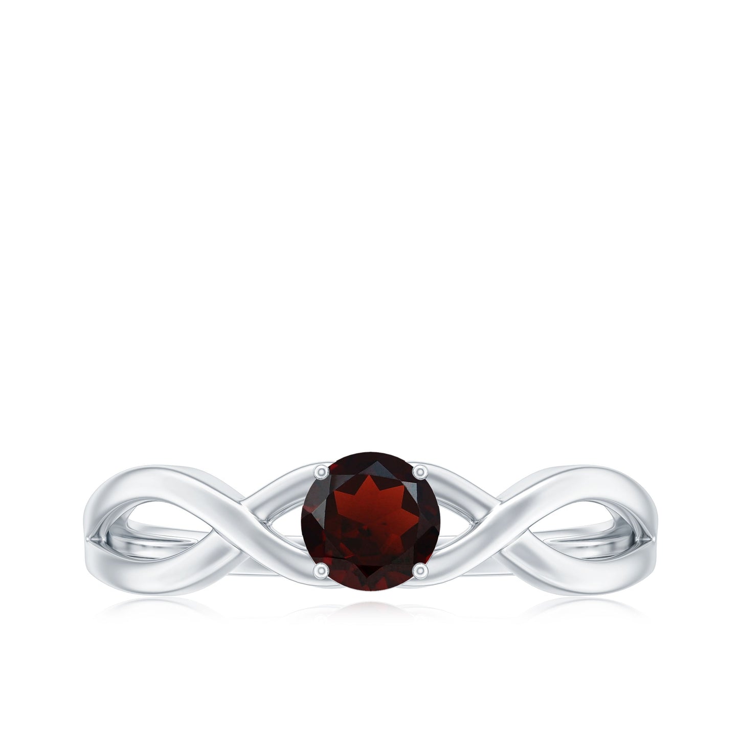 Genuine 2.3 Carat Garnet Solitaire Engagement Ring with Crossover Shank