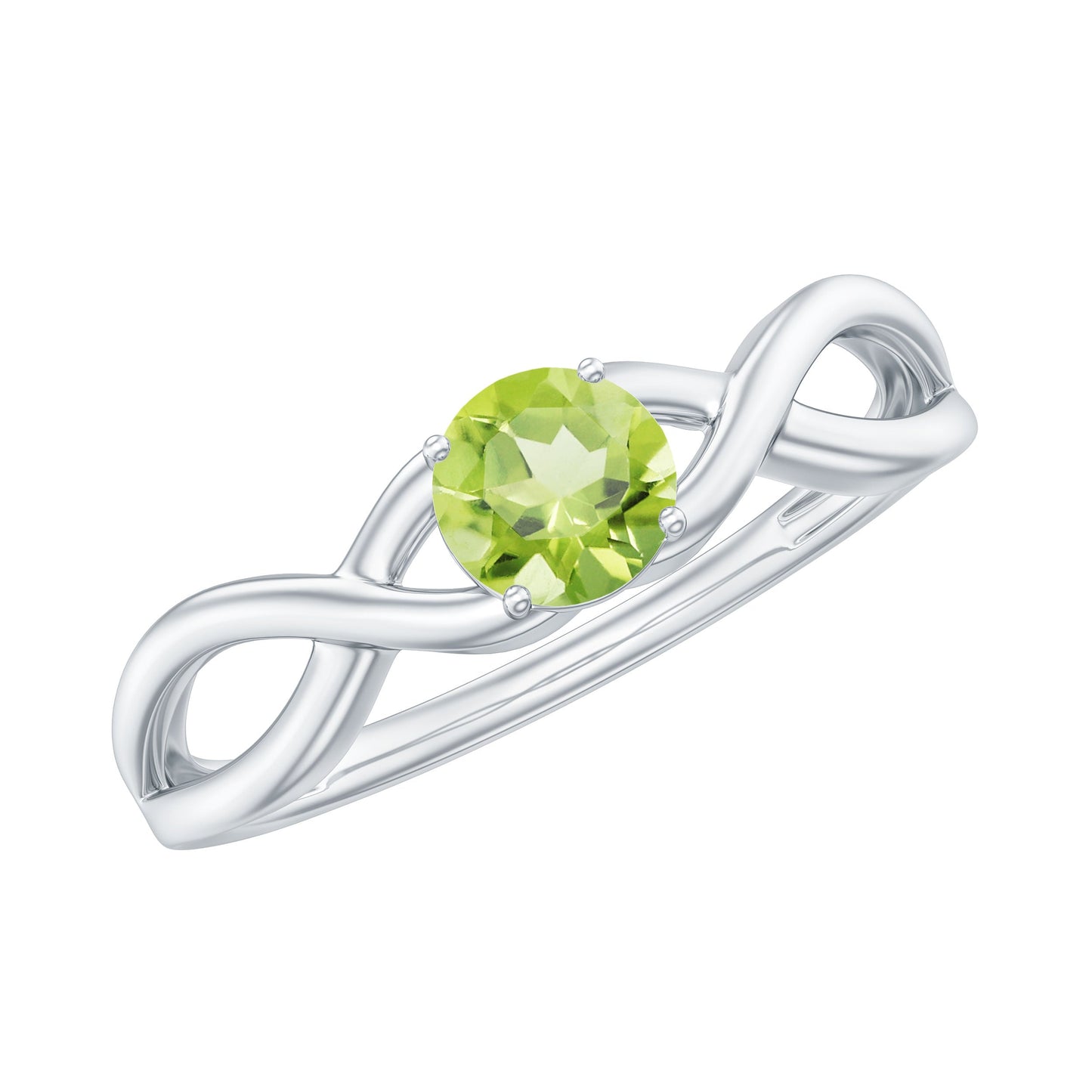 Natural Half Carat Peridot Promise Ring with Crossover Shank