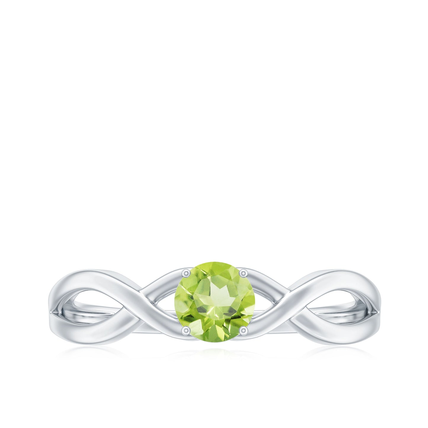 Natural Half Carat Peridot Promise Ring with Crossover Shank