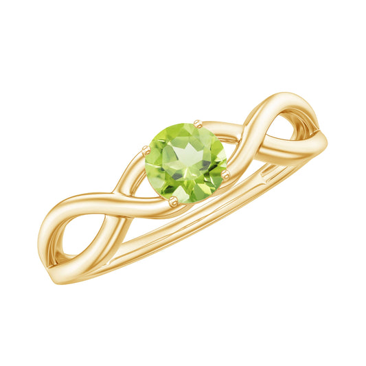 Natural Half Carat Peridot Promise Ring with Crossover Shank