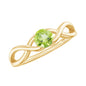 Natural Half Carat Peridot Promise Ring with Crossover Shank