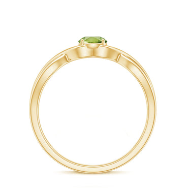 Natural Half Carat Peridot Promise Ring with Crossover Shank