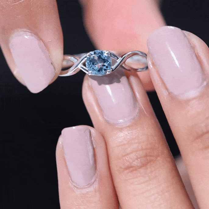 Solitaire Aquamarine Infinity Promise Ring