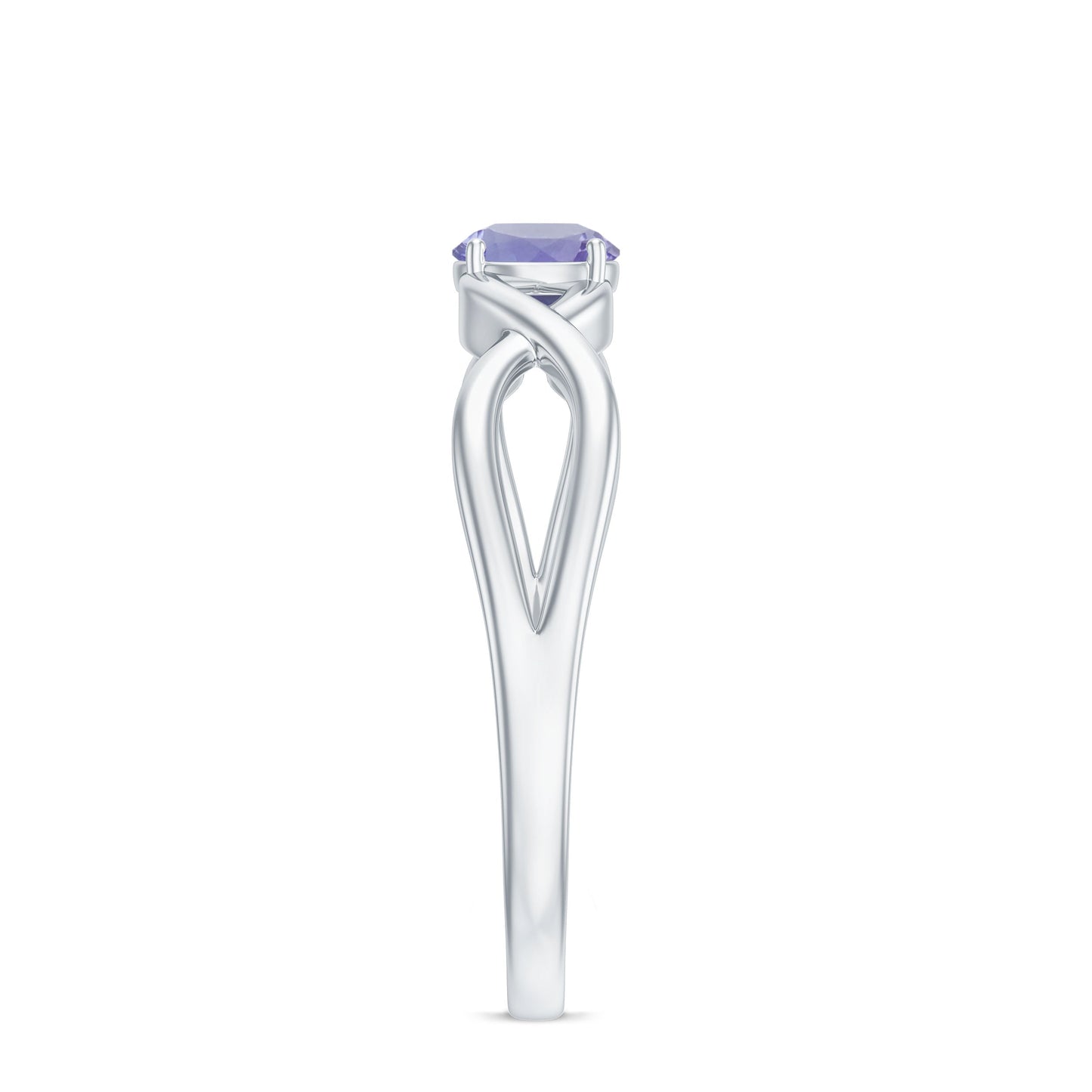 Genuine Tanzanite Promise Ring with Crossover Shank