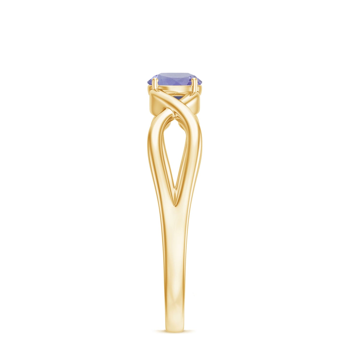 Genuine Tanzanite Promise Ring with Crossover Shank