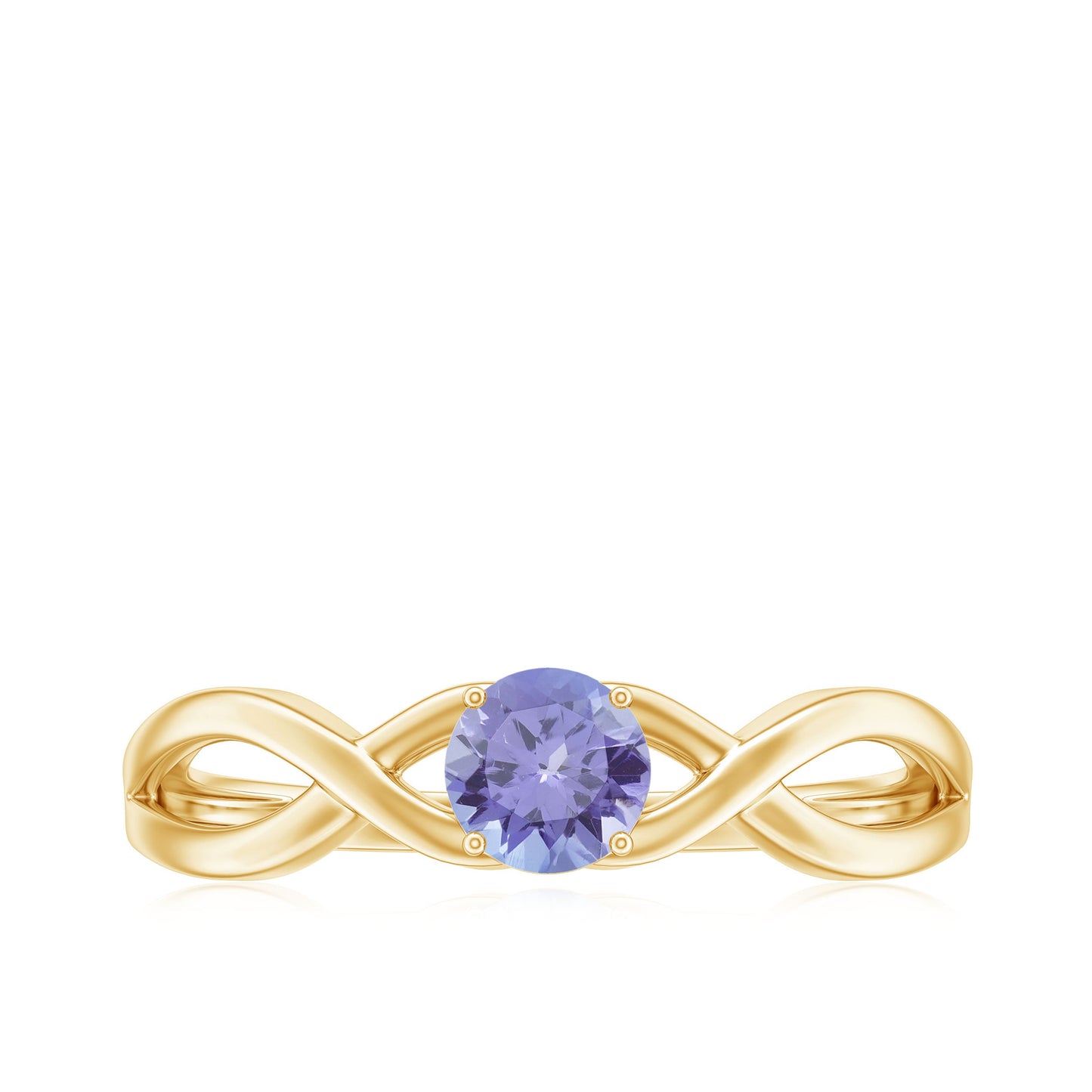 Genuine Tanzanite Promise Ring with Crossover Shank