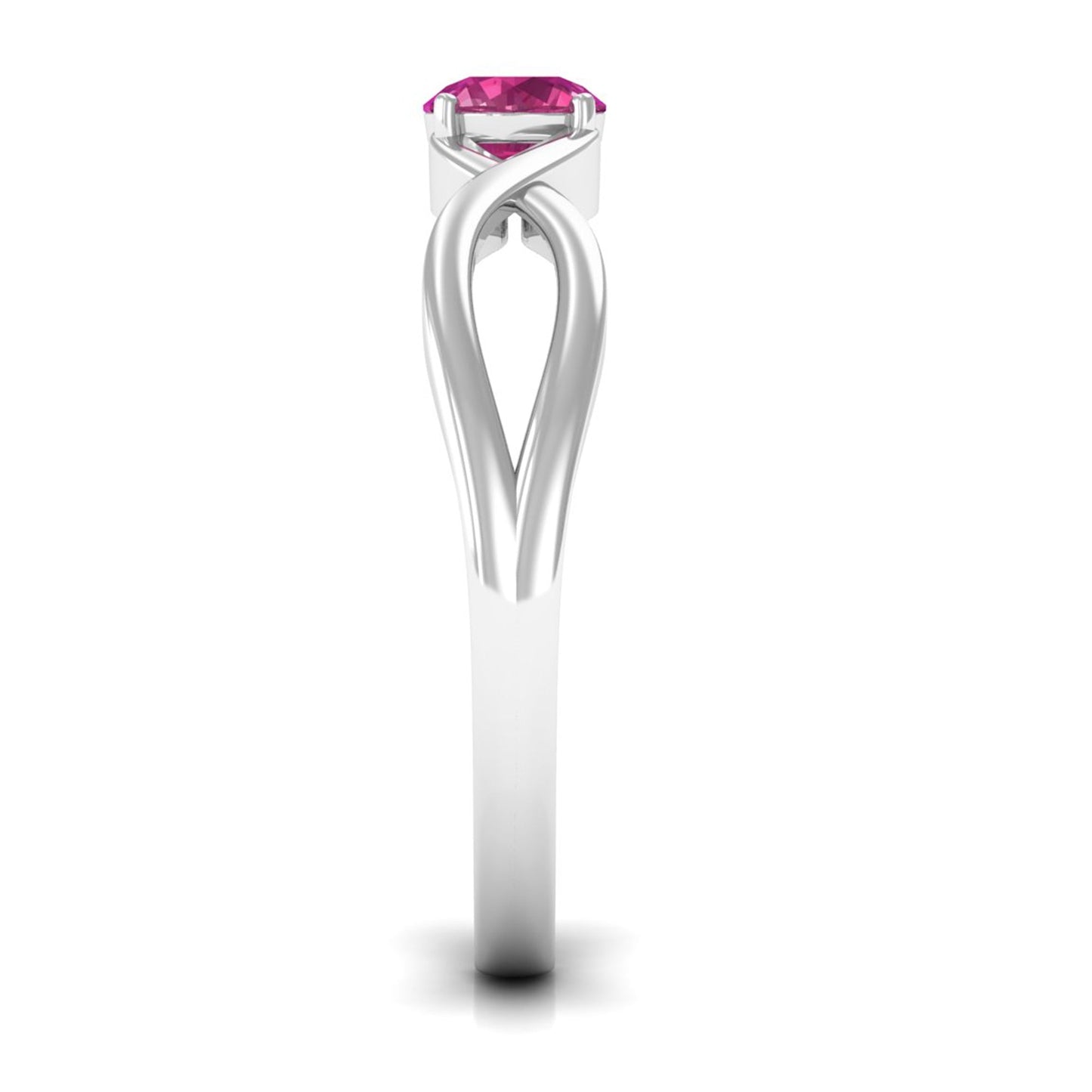 0.4 Carat Real Pink Tourmaline Solitaire Ring with Crossover Shank