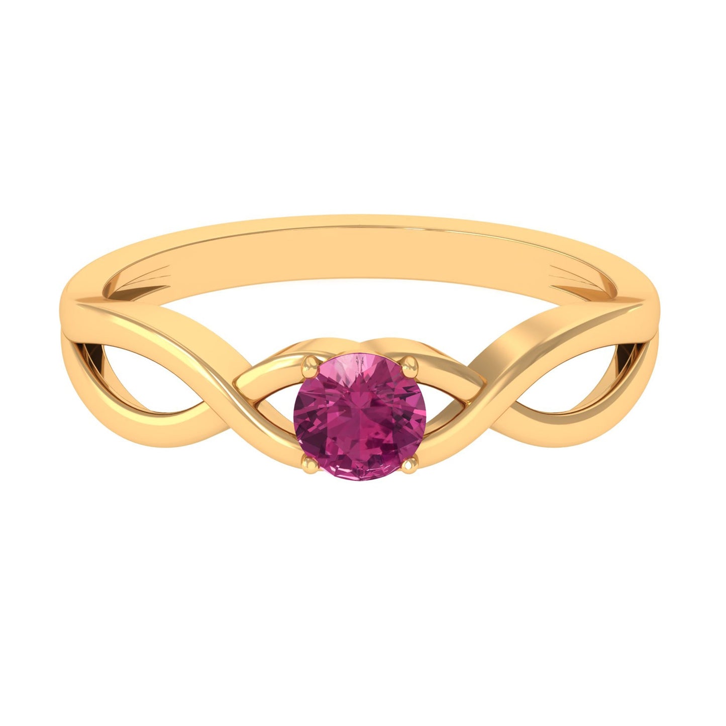 0.4 Carat Real Pink Tourmaline Solitaire Ring with Crossover Shank