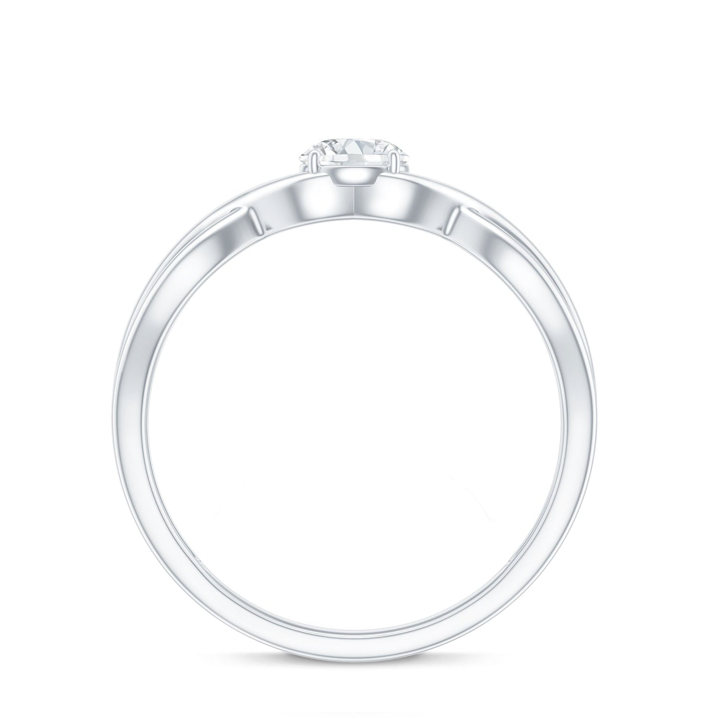 Round Moissanite Solitaire Promise Ring with Infinity Band