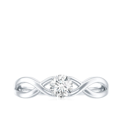 Round Moissanite Solitaire Promise Ring with Infinity Band
