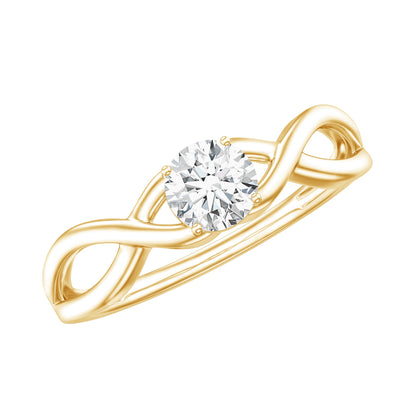 Round Moissanite Solitaire Promise Ring with Infinity Band