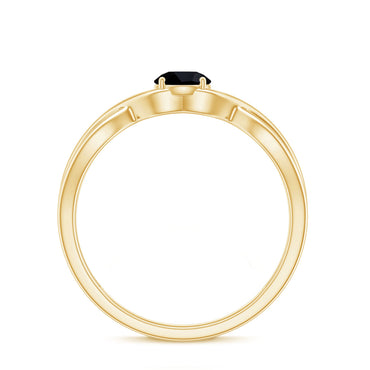 Natural Black Spinel Proposal Ring with Crossover Shank