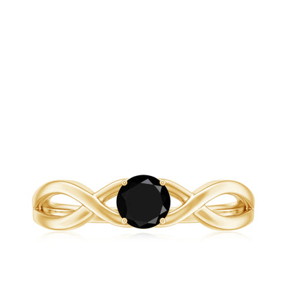 Natural Black Spinel Proposal Ring with Crossover Shank