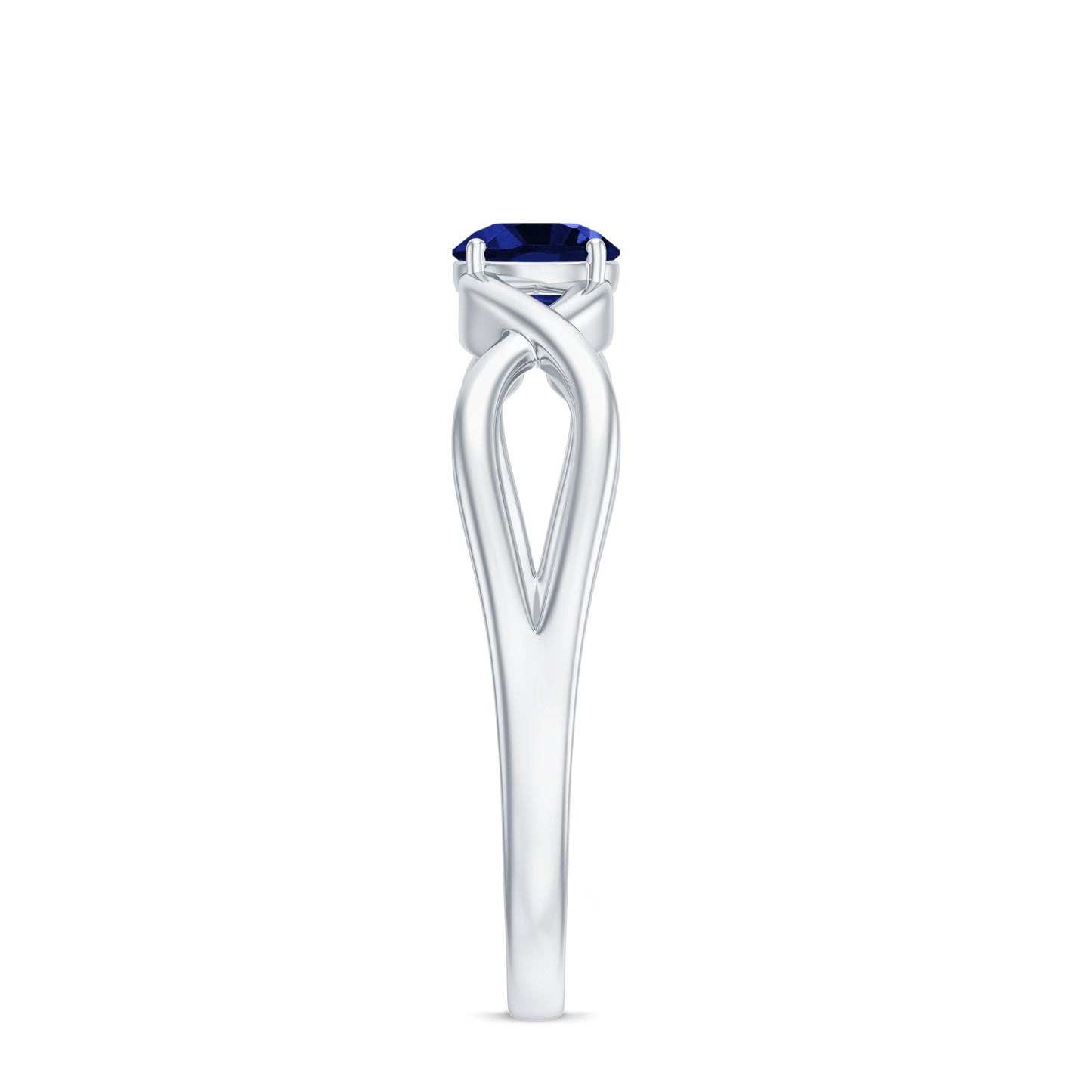 Certified 0.6 Carat Lab Grown Blue Sapphire Infinity Promise Ring