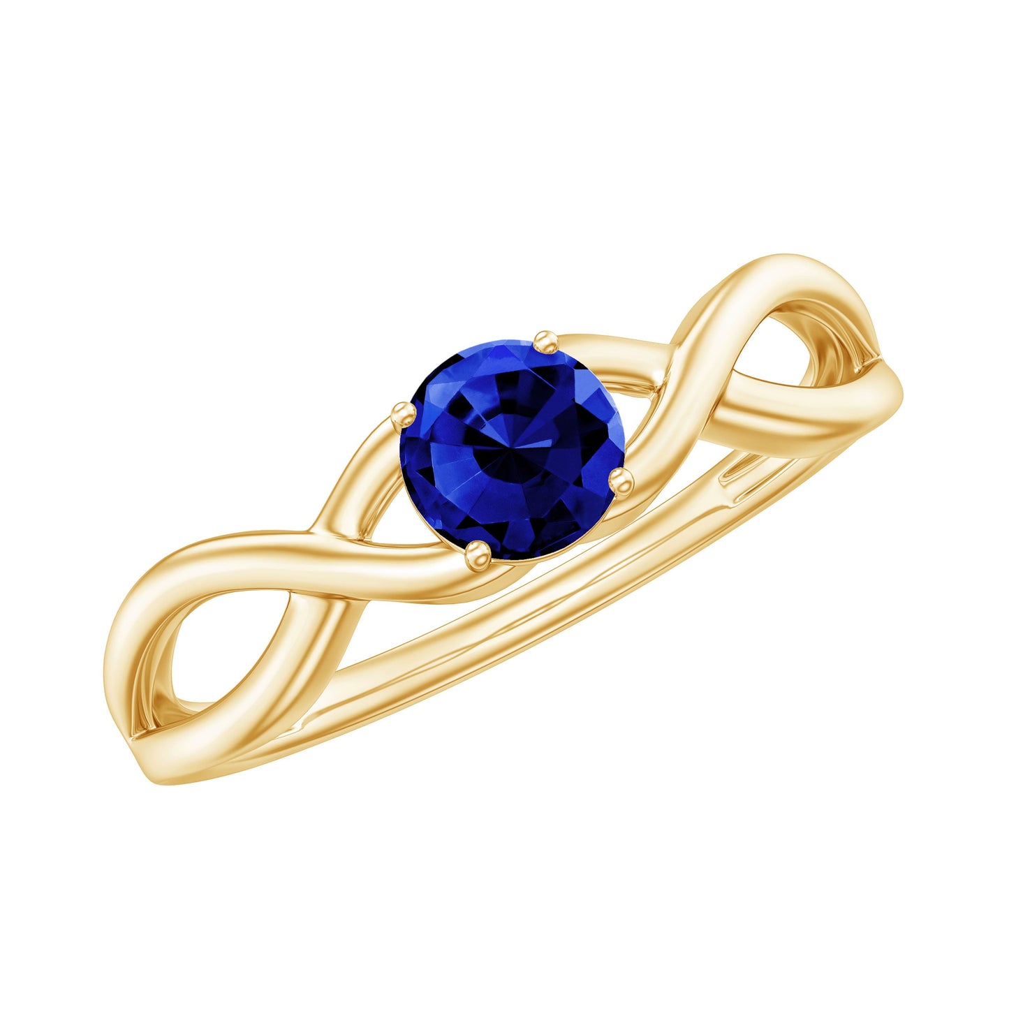 Certified 0.6 Carat Lab Grown Blue Sapphire Infinity Promise Ring