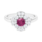 Pink Tourmaline Flower Inspired Engagement Ring with Moissanite