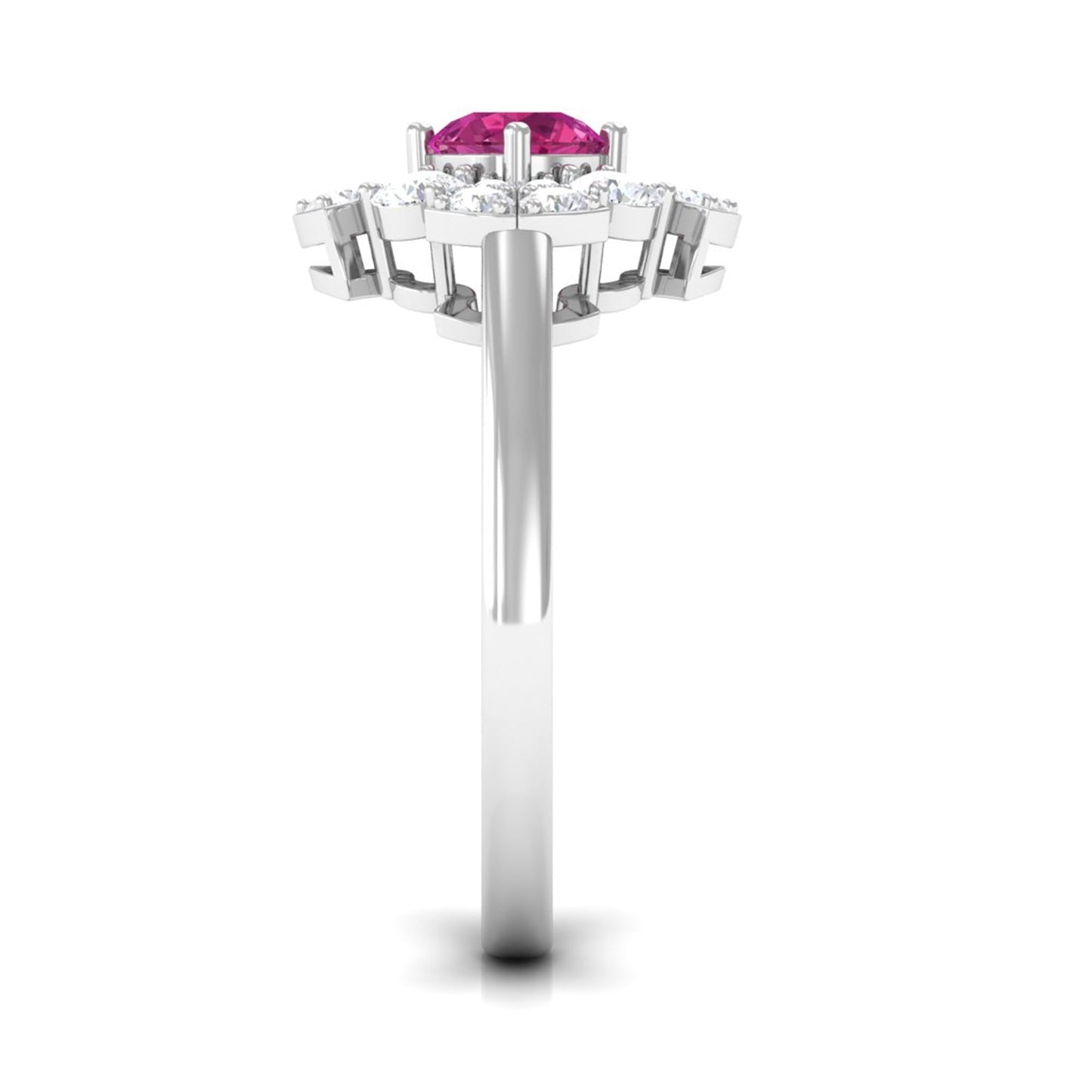 Pink Tourmaline Flower Inspired Engagement Ring with Moissanite