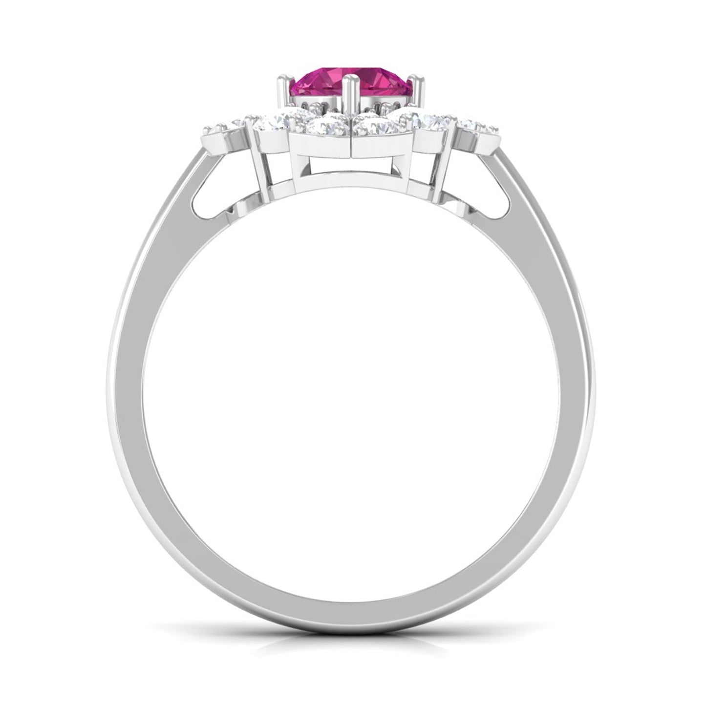 Pink Tourmaline Flower Inspired Engagement Ring with Moissanite