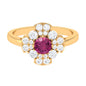 Pink Tourmaline Flower Inspired Engagement Ring with Moissanite