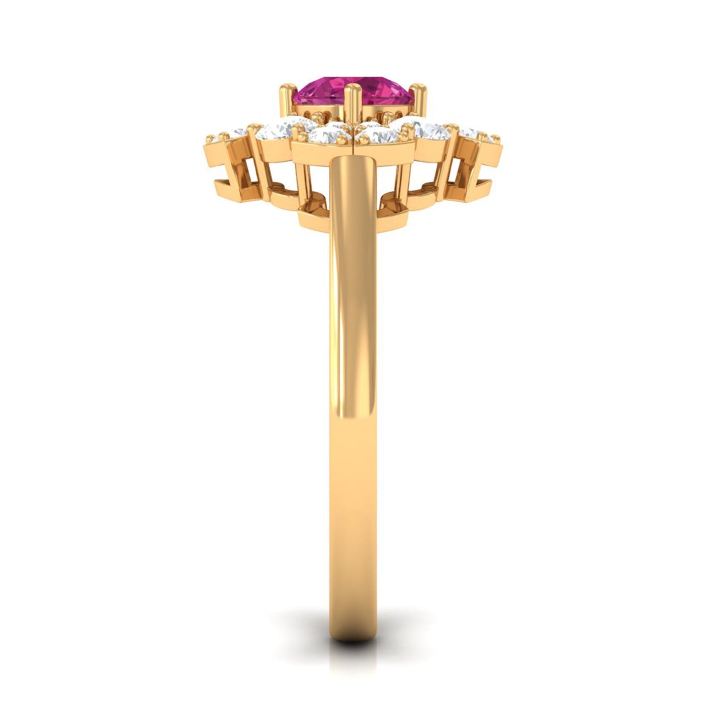Pink Tourmaline Flower Inspired Engagement Ring with Moissanite