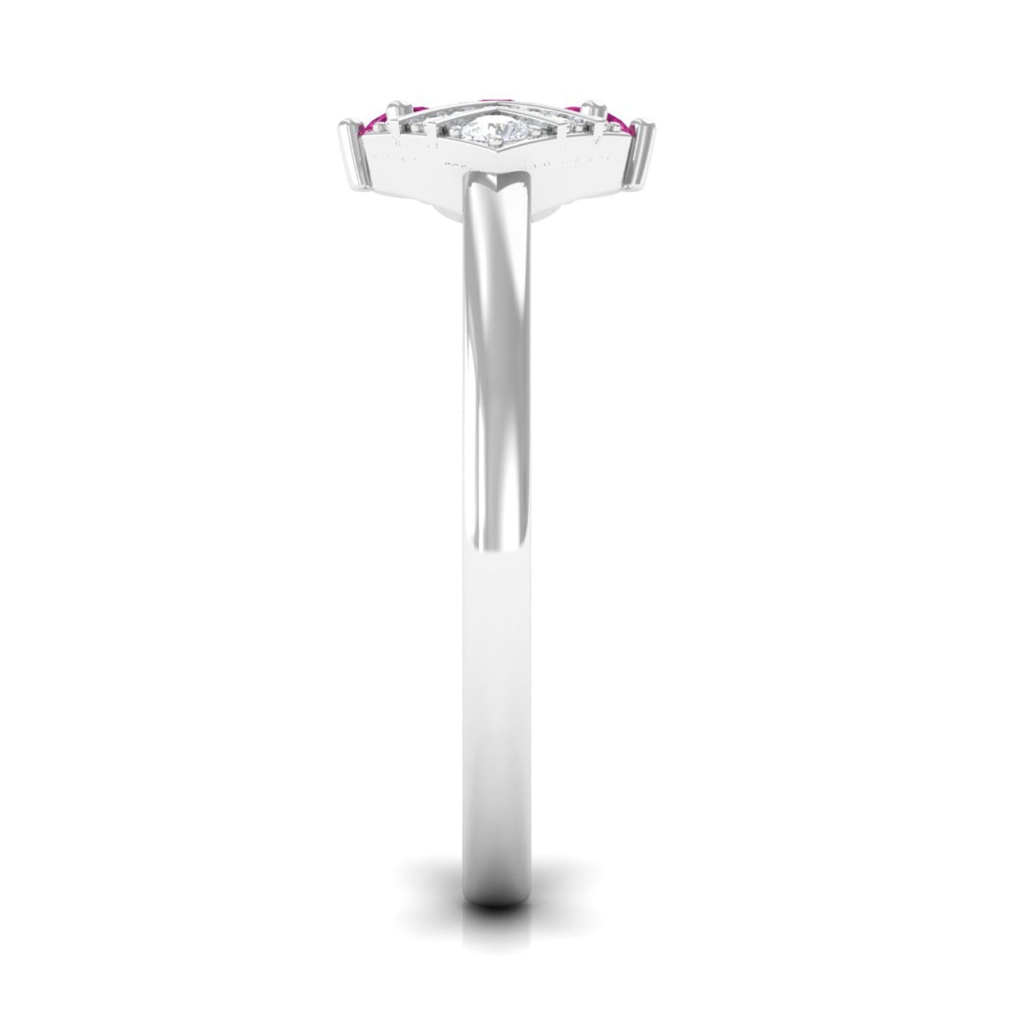 Pink Tourmaline Art Deco Engagement Ring with Diamond