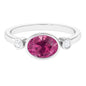 Pink Tourmaline Solitaire East West Ring with Diamond