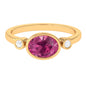 Pink Tourmaline Solitaire East West Ring with Diamond
