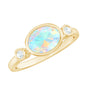 Oval Cut Ethiopian Opal East West Engagement Ring with Diamond