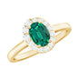 Classic 0.8 Carat Oval Lab Grown Emerald Engagement Ring with Diamond Halo