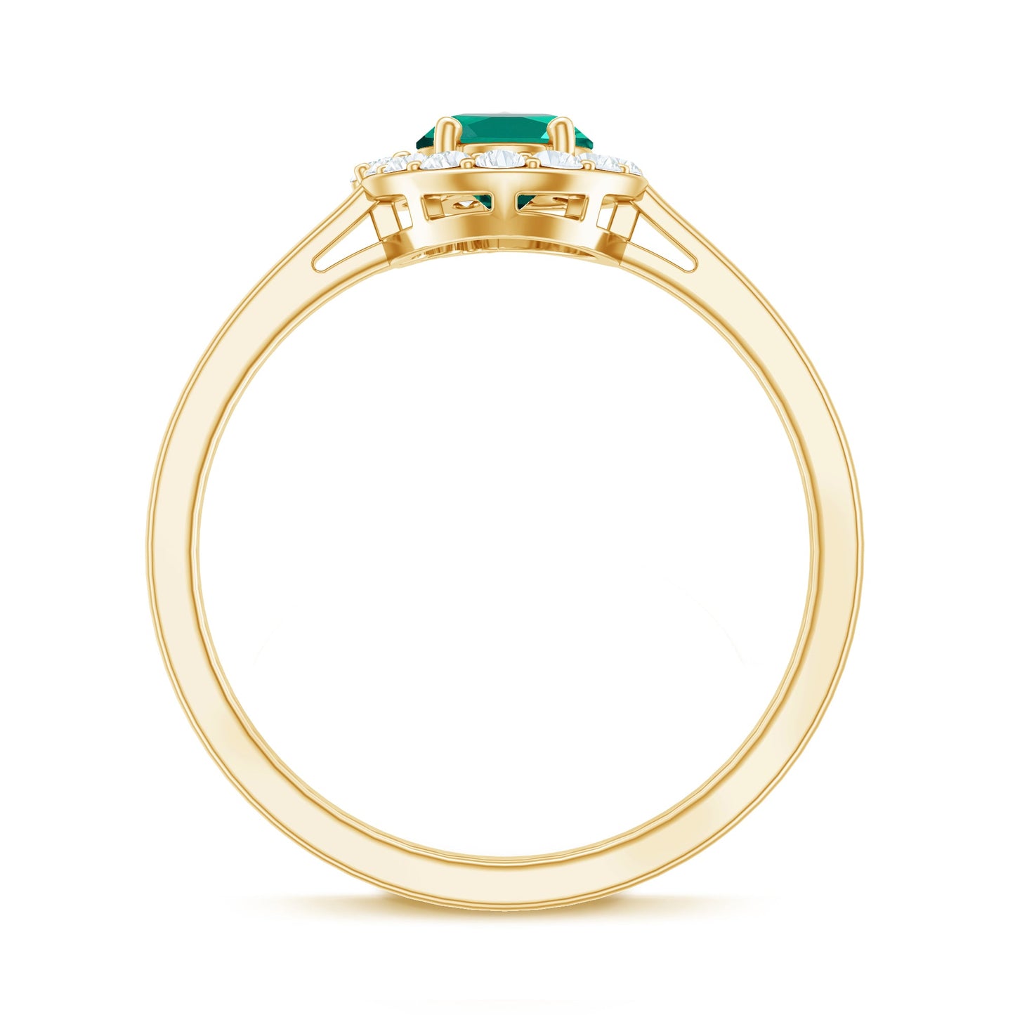 Classic 0.8 Carat Oval Lab Grown Emerald Engagement Ring with Diamond Halo