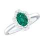 Certified Lab Grown Emerald Diamond Flower Engagement Ring With Diamonds