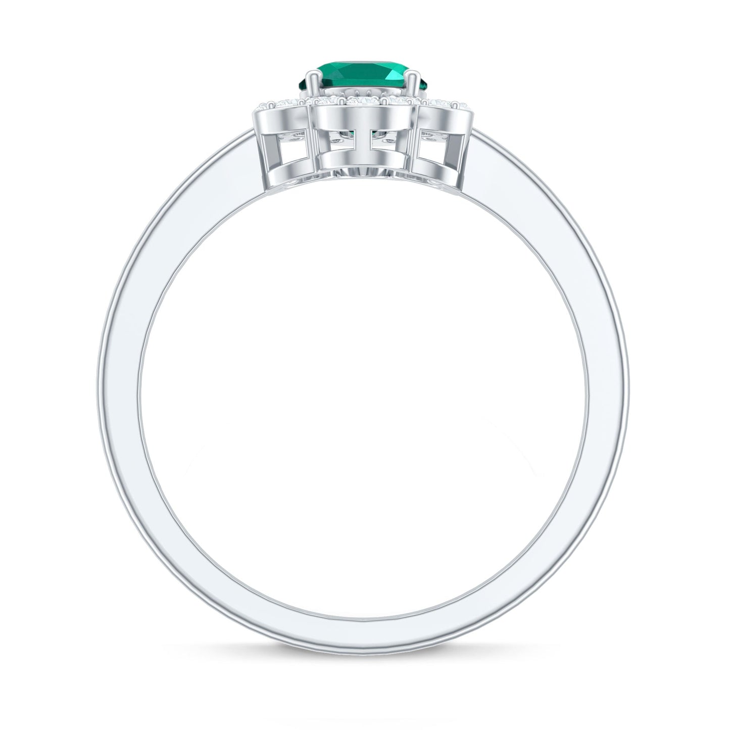 Certified Lab Grown Emerald Diamond Flower Engagement Ring With Diamonds