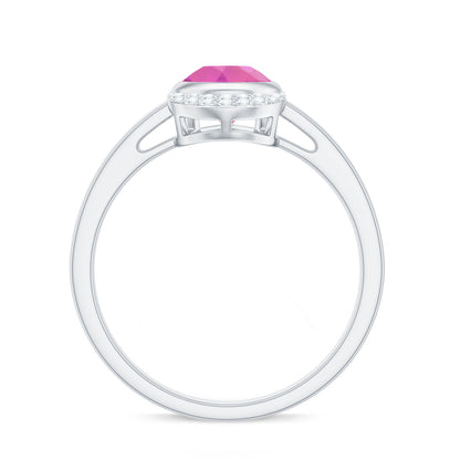Classic Pink Tourmaline Teardrop Engagement Ring with Diamond