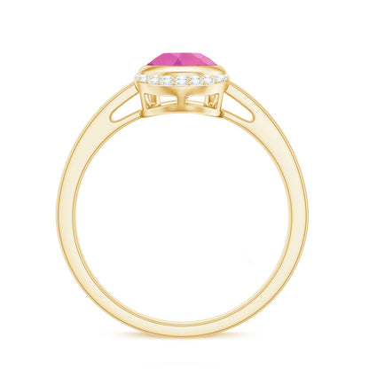 Classic Pink Tourmaline Teardrop Engagement Ring with Diamond