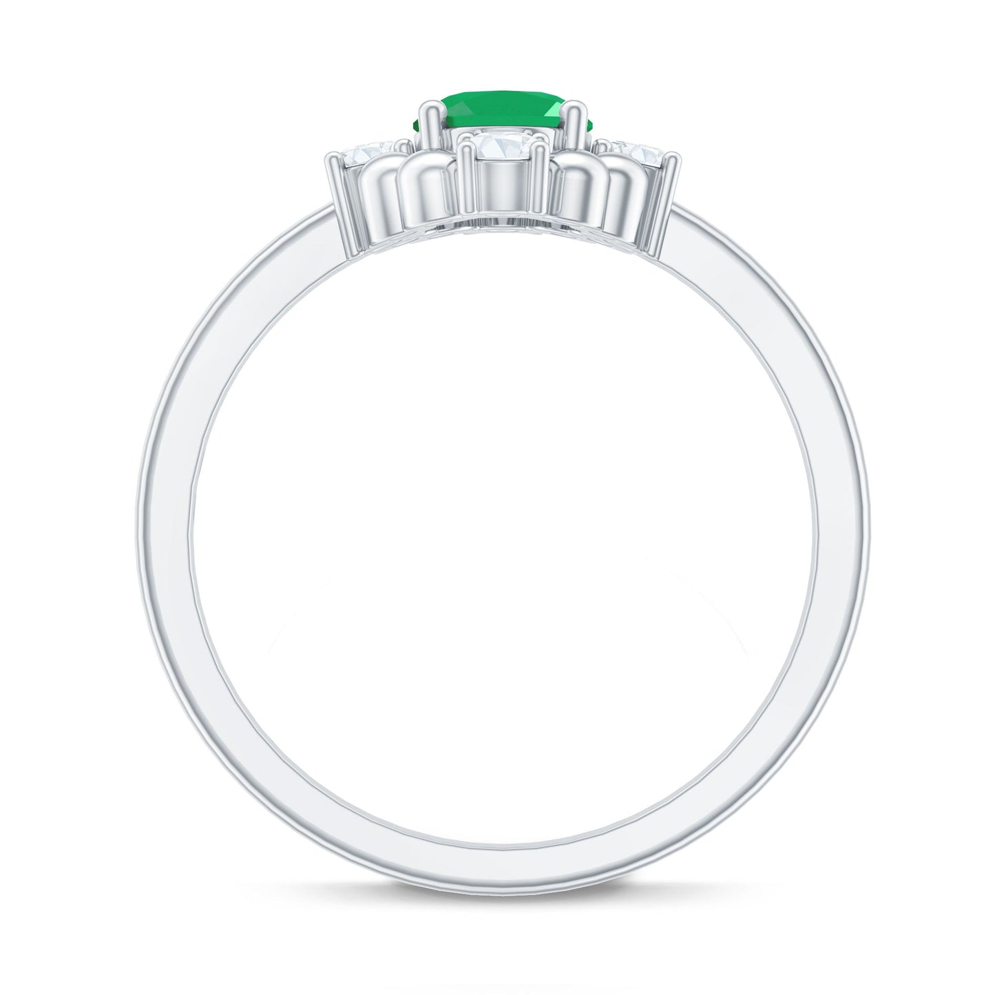 Certified Real Emerald Oval Engagement Ring with Diamond