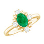 Certified Real Emerald Oval Engagement Ring with Diamond
