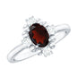 AAA Quality Oval Garnet Vintage Engagement Ring With Diamond