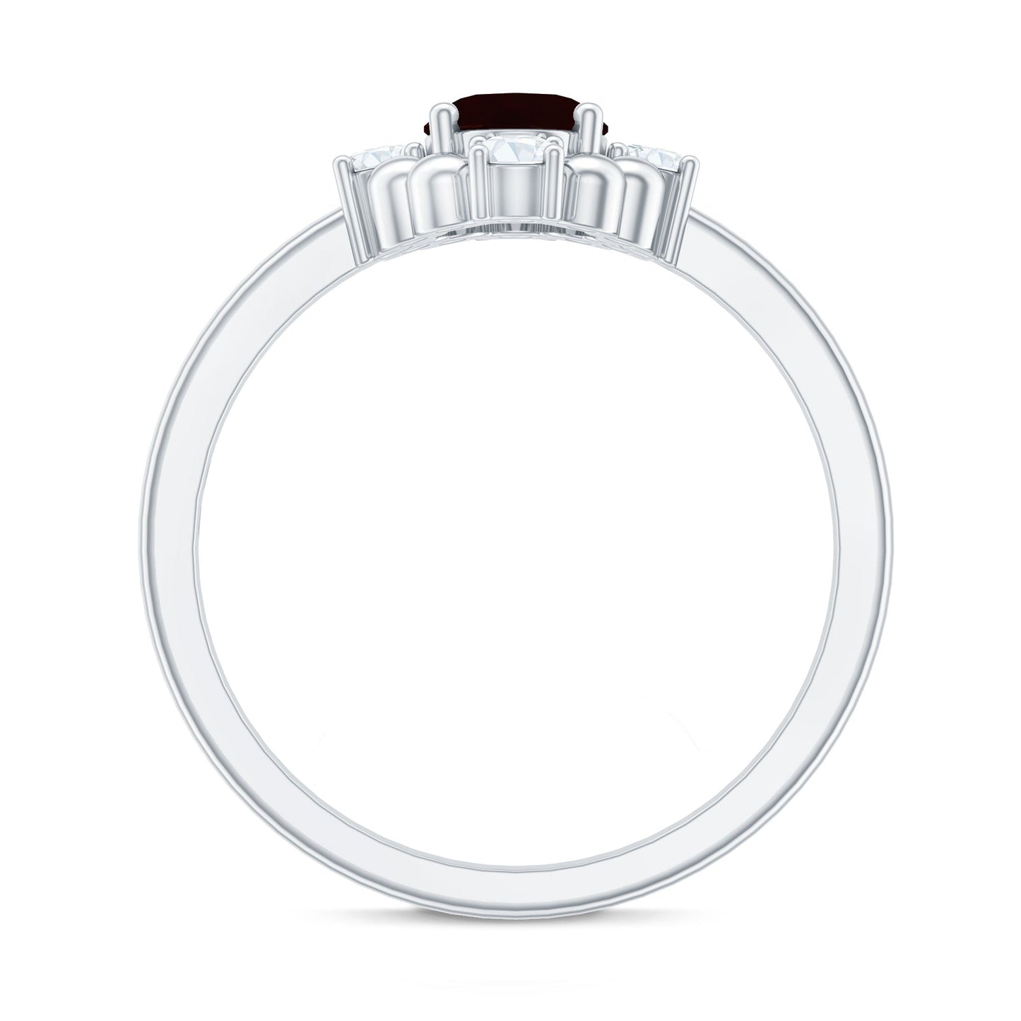 AAA Quality Oval Garnet Vintage Engagement Ring With Diamond