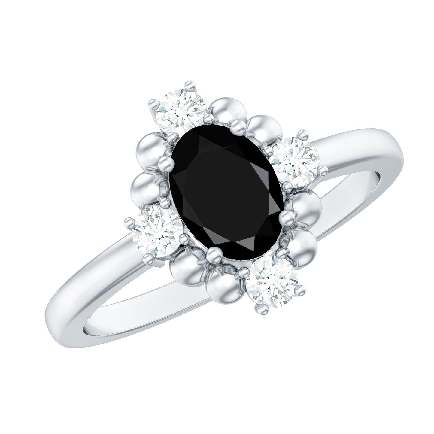 Certified 1.9 Carat Oval Lab Grown Black Diamond Engagement Ring with White Diamond
