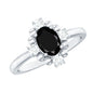 Certified 1.9 Carat Oval Lab Grown Black Diamond Engagement Ring with White Diamond