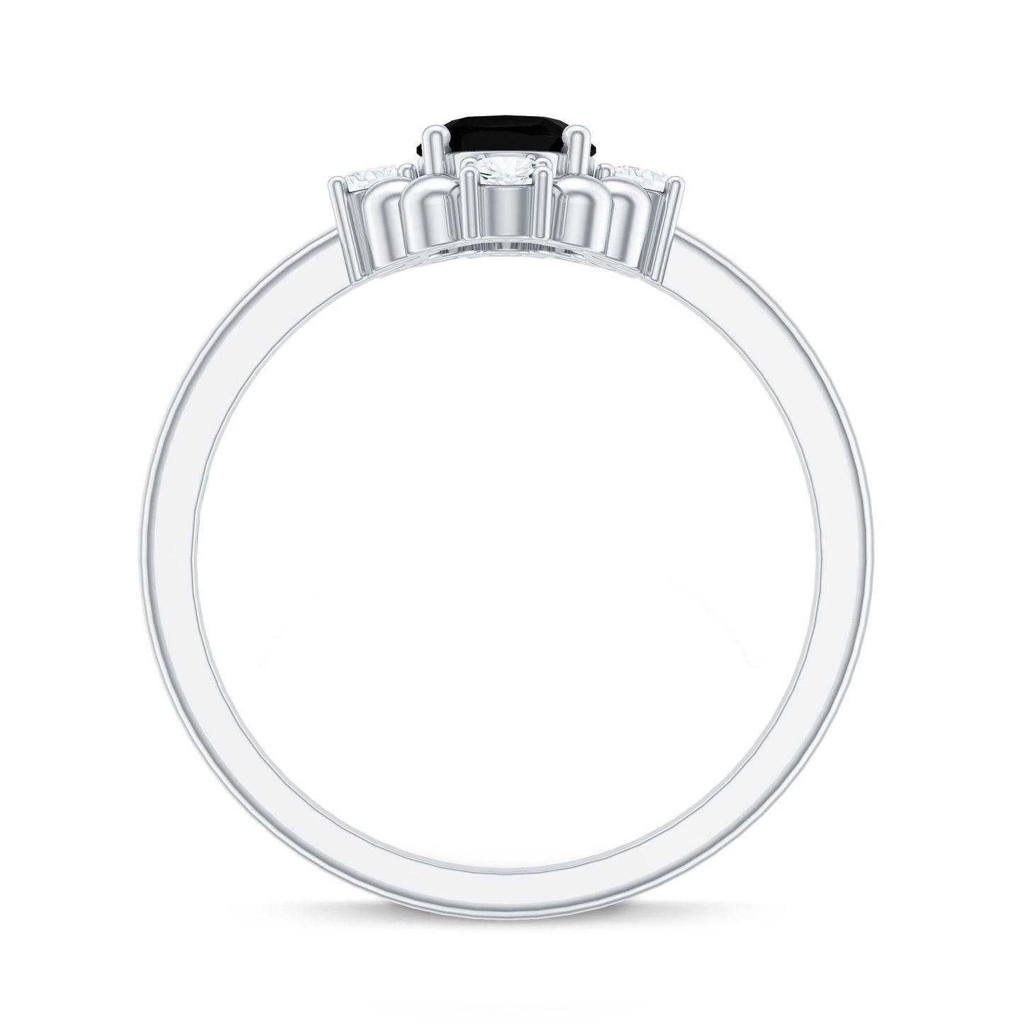 Certified 1.9 Carat Oval Lab Grown Black Diamond Engagement Ring with White Diamond