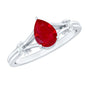 Real 0.8 Carat Ruby Pear Shaped Engagement Ring with Diamond